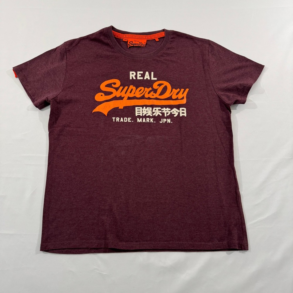 Superdry T-Shirt Mens 3XL Burgundy Real Superdry Graphic Short Sleeve Tee